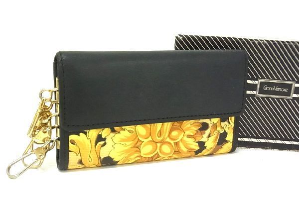 VERSACE 5連 キーケース 1円 VERSACE ヴェルサーチ PVC×レザー 5連 キーケース 鍵入れ メンズ