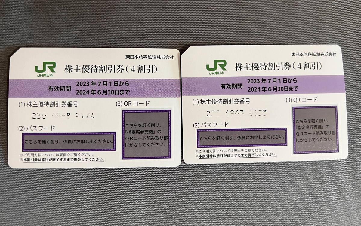 JR東日本 東日本旅客鉄道 株主優待券【2枚】4割引券