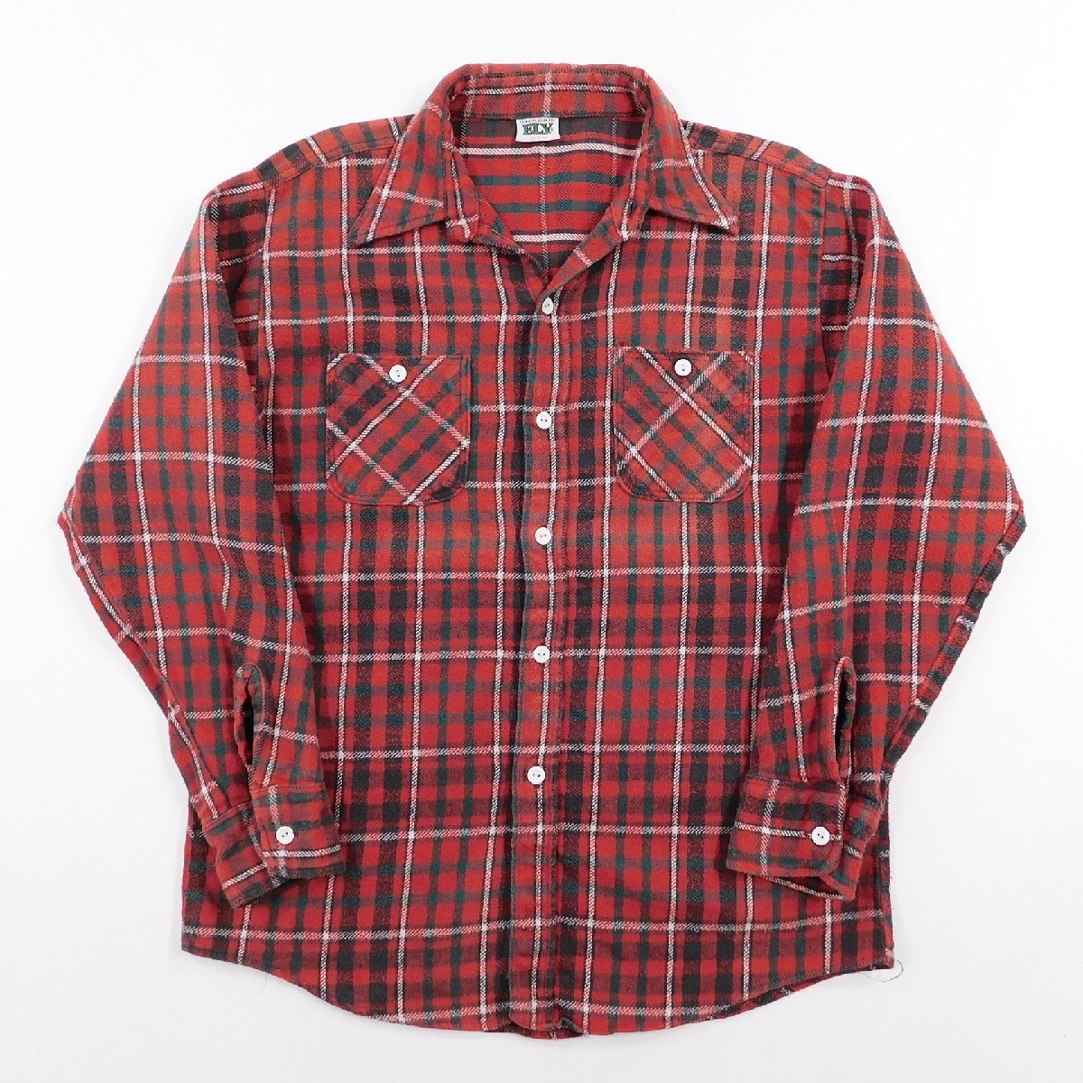 美品　ビンテージ　ELY ネルシャツ ヘビネル 70's ELY ヘビーネルシャツ チェック Size L #96539 ヴィンテージ