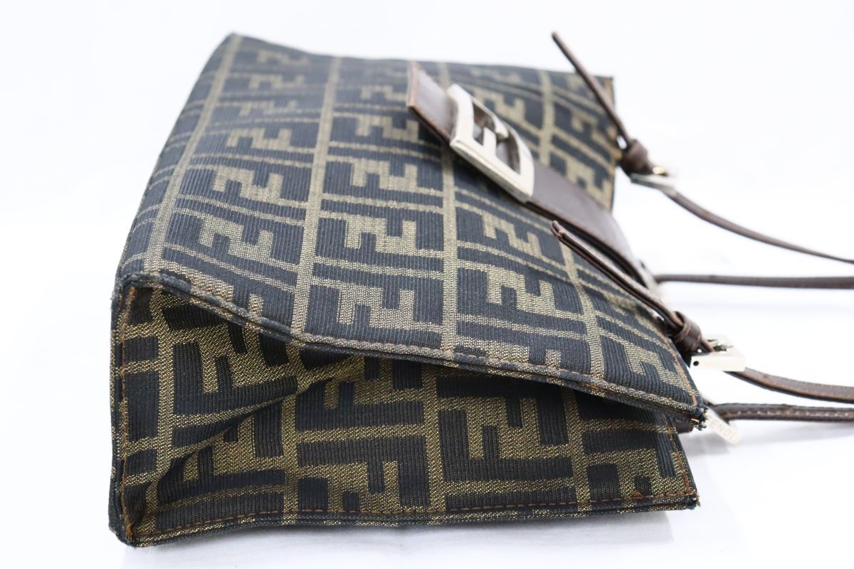 1円都 FENDI フェンディ ズッカ キャンバス レザー トートバッグ