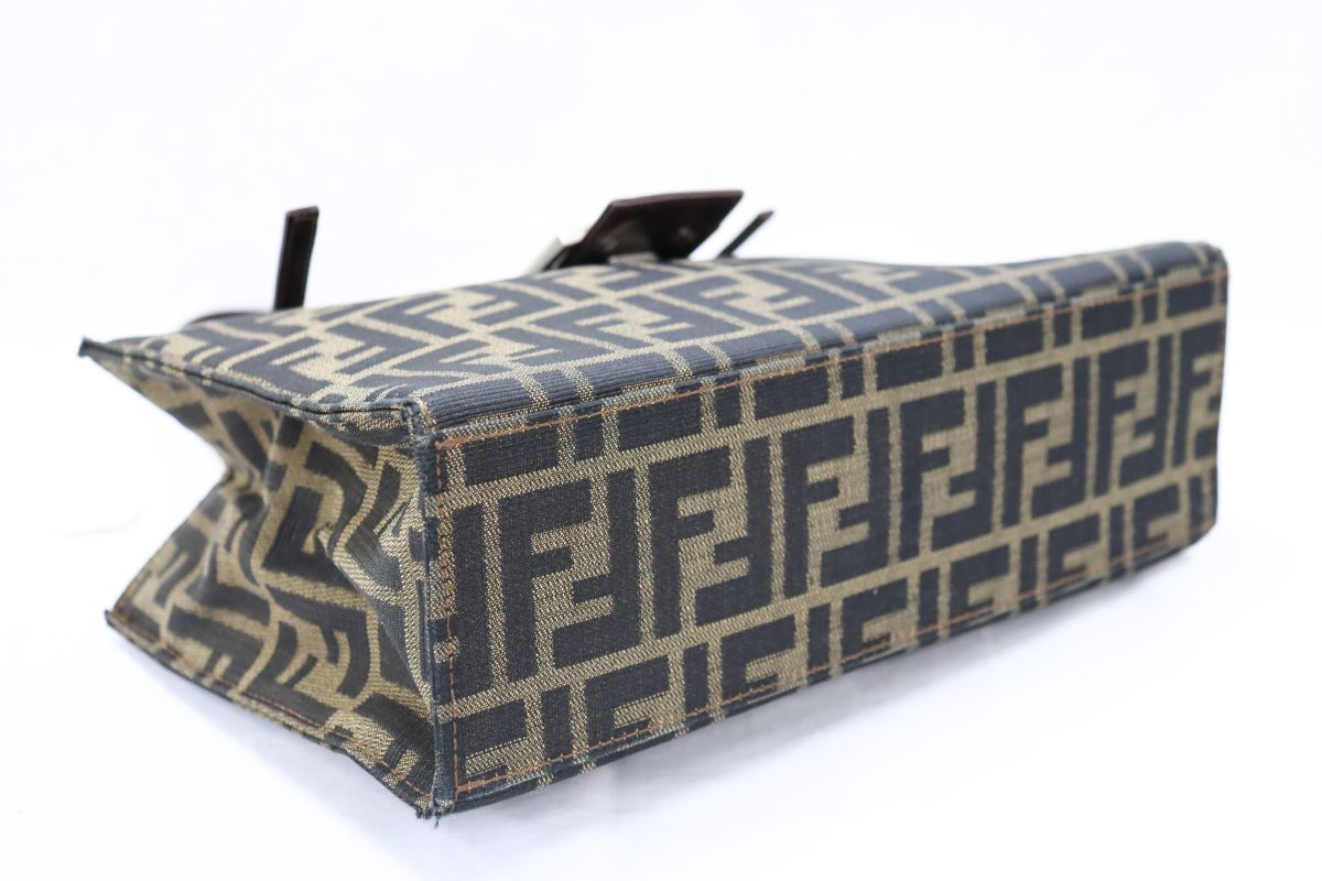 1円都 FENDI フェンディ ズッカ キャンバス レザー トートバッグ