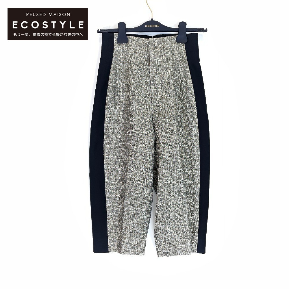 LOUIS VUITTON ルイ ヴィトン 21年 サイドライン シルバーパンツ シルバー 34 ボトムス ポリエステル レディース 中古
