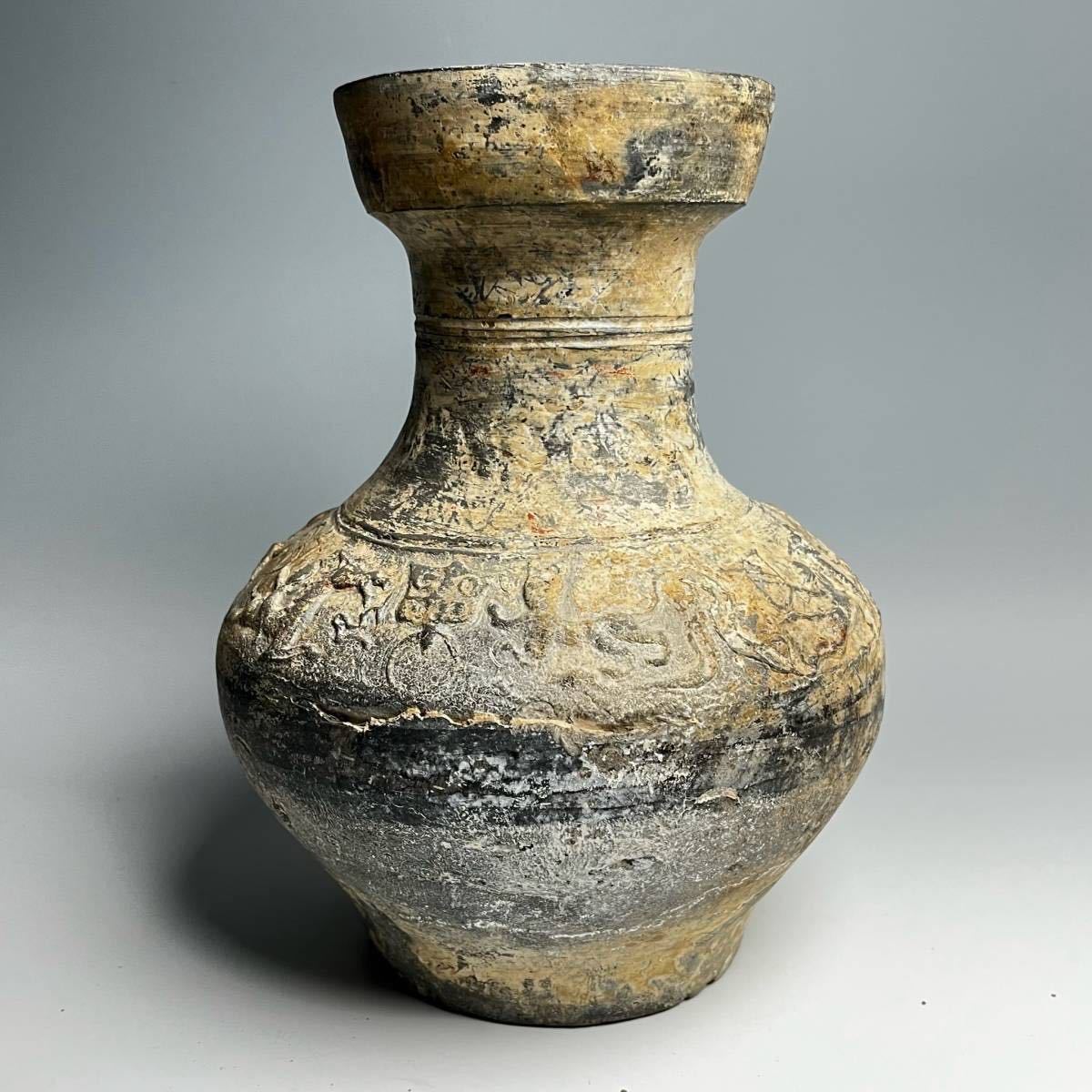A393 漢緑釉 獣紋壺 中国 古美術 中国古玩 中国美術 唐物