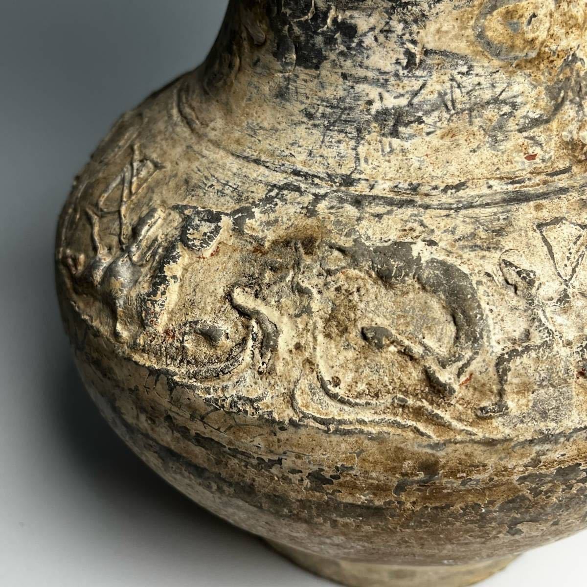 A393 漢緑釉 獣紋壺 中国 古美術 中国古玩 中国美術 唐物