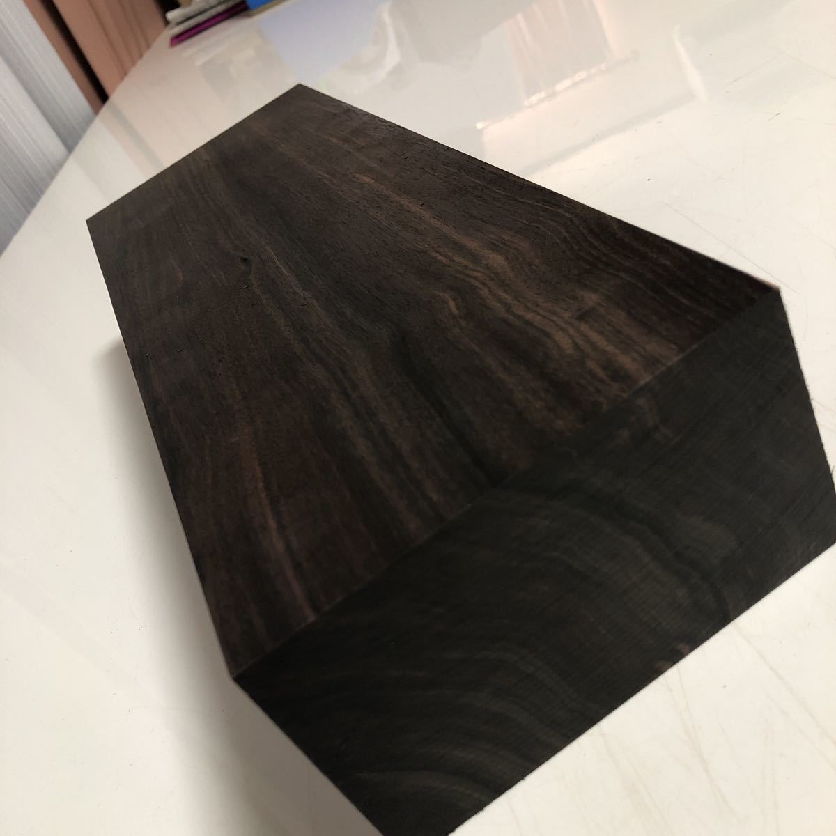 黒檀ブロック　濃いめ　割れ無し美品　350×128×75 60サイズ 