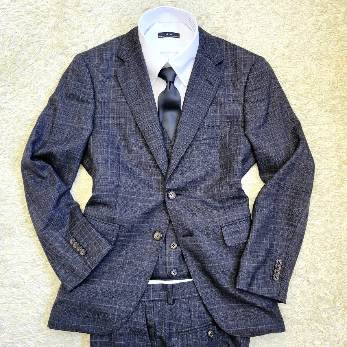 麻布テーラー セットアップ 3ピース tailor ネイビー JET スーツ