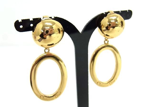 1円 ■美品■ ChristianDior クリスチャンディオール クリップ式 イヤリング アクセサリー レディース ゴールド系 AM8417