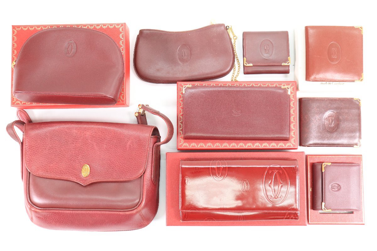 【9点】Cartier カルティエ マストライン ショルダーバッグ ポシェット ポーチ 長財布 二つ折り 小銭入れ コインケース まとめ 6250-HY