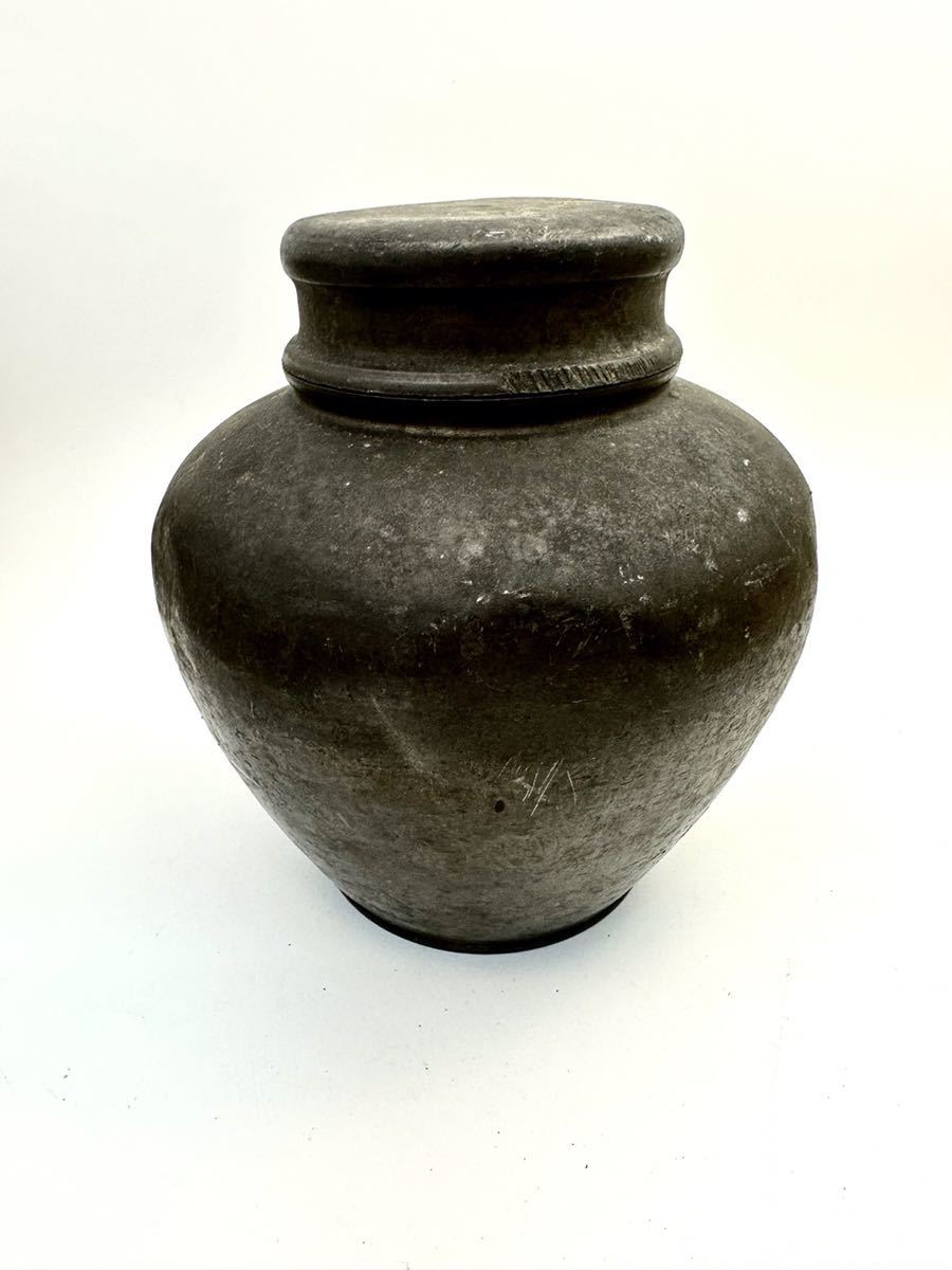 古い茶入れ 茶心壺 在款(點銅)茶壺 茶壷 錫 茶道具(230076) 古い茶入れ