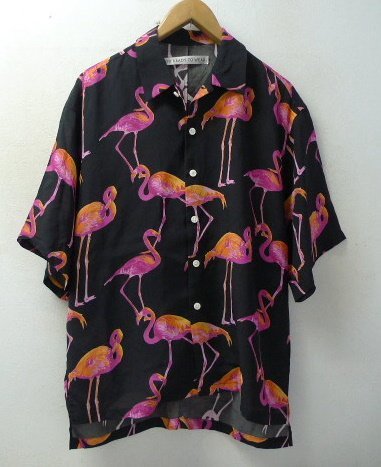 ◆SOE ソーイ READY TO WEAR フラミンゴ アロハシャツ 黒 サイズ0 美品　定価３１９００円