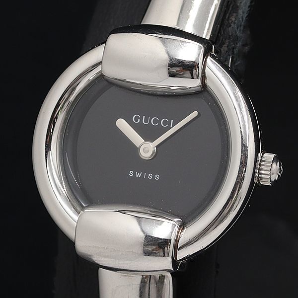 1円 グッチ 1400L QZ バングルウォッチ 黒文字盤 レディース腕時計 OGH