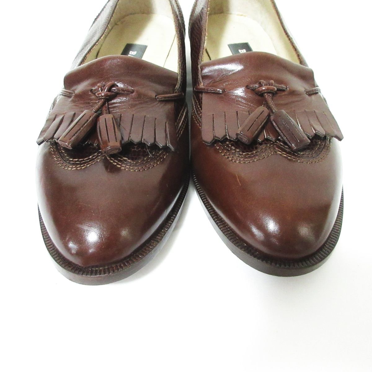美品 BALLY バリー レザー×リザード コンビシューズ タッセル 