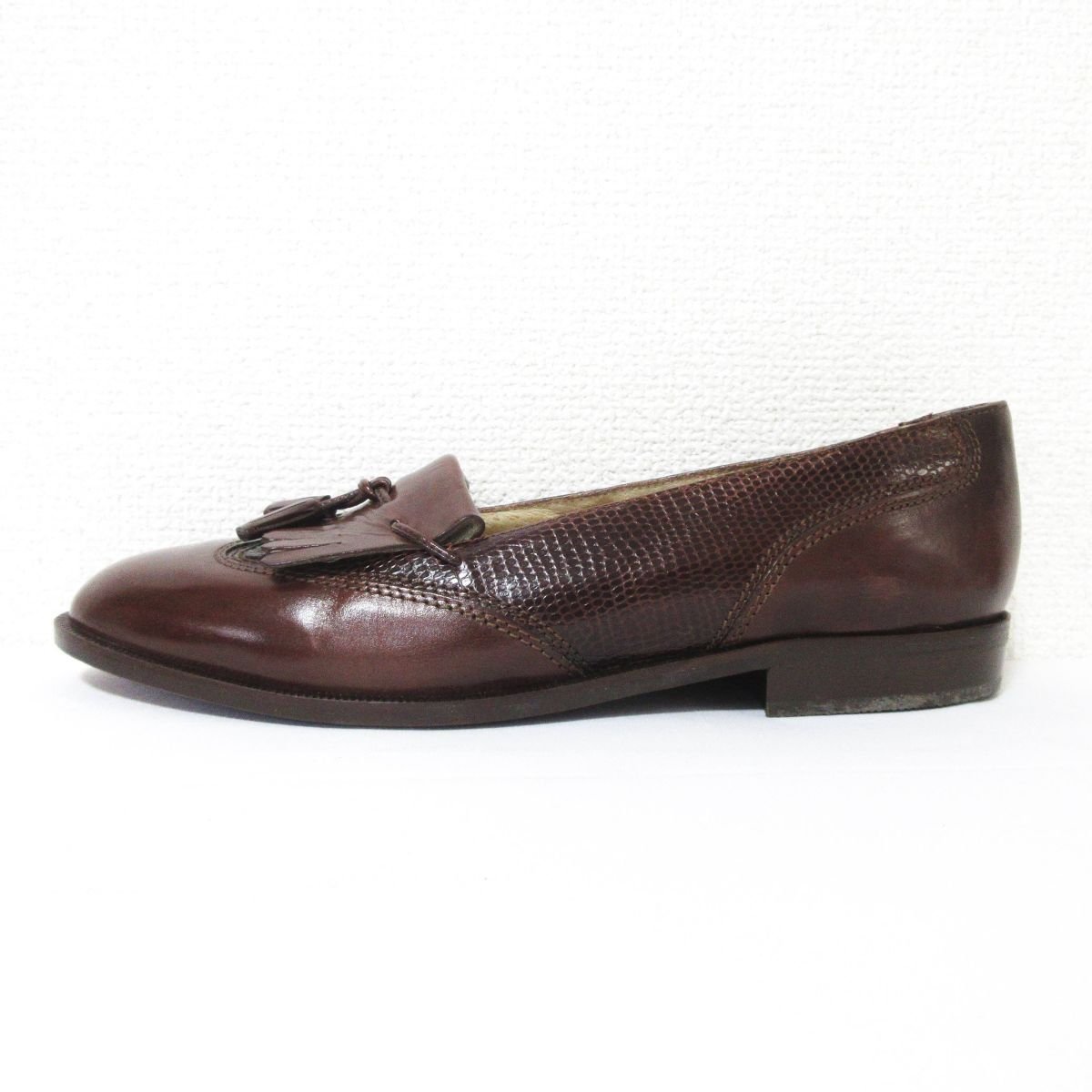 美品 BALLY バリー レザー×リザード コンビシューズ タッセル 