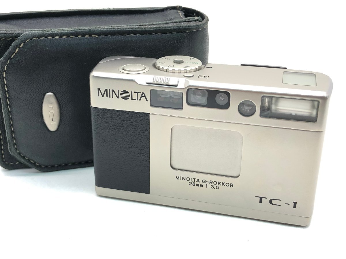 MINOLTA TC-1/MINOLTA G-ROKKOR 28ｍｍ 1:3.5 コンパクトカメラ ケース付き ジャンク 中古【UW080227】
