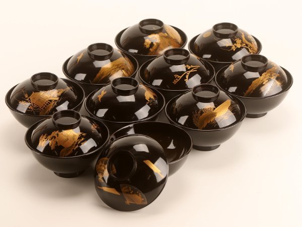 価格ホビー・楽器・アート - 茶道具 見返松茸 蒔絵 吸物椀 十客 木箱