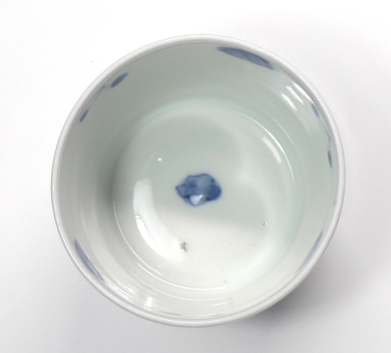 開】江戸時代中期-後期 古伊万里染付桜花文蕎麦猪口 そば猪口 向付 K93