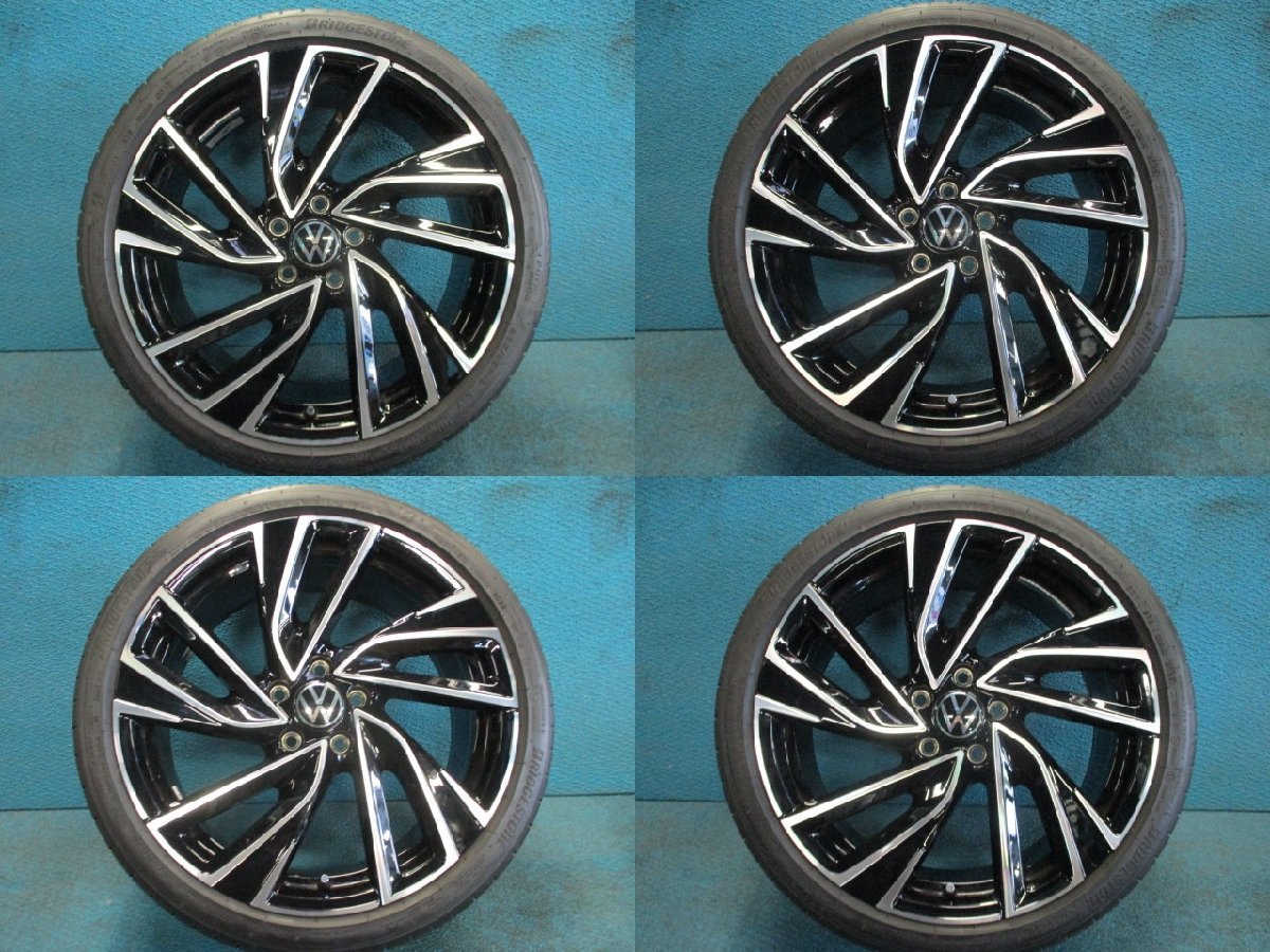 即納OK!手渡し歓迎『極美品 希少 ゴルフⅧ R 純正 19インチ 8J +50 112-5H バリ山 ポテンザ S005 235/35R19 2022年製』ゴルフ8 8R VW