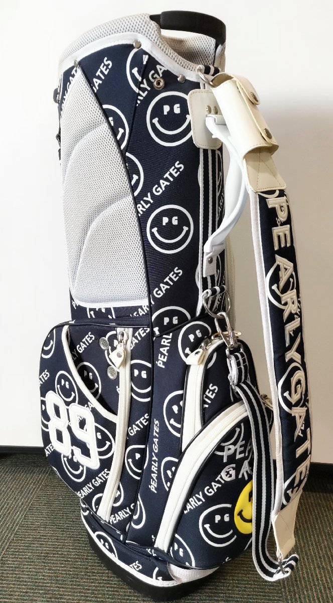中古】パーリーゲイツ スタンド式キャディバッグ＆ヘッドカバー6点セット