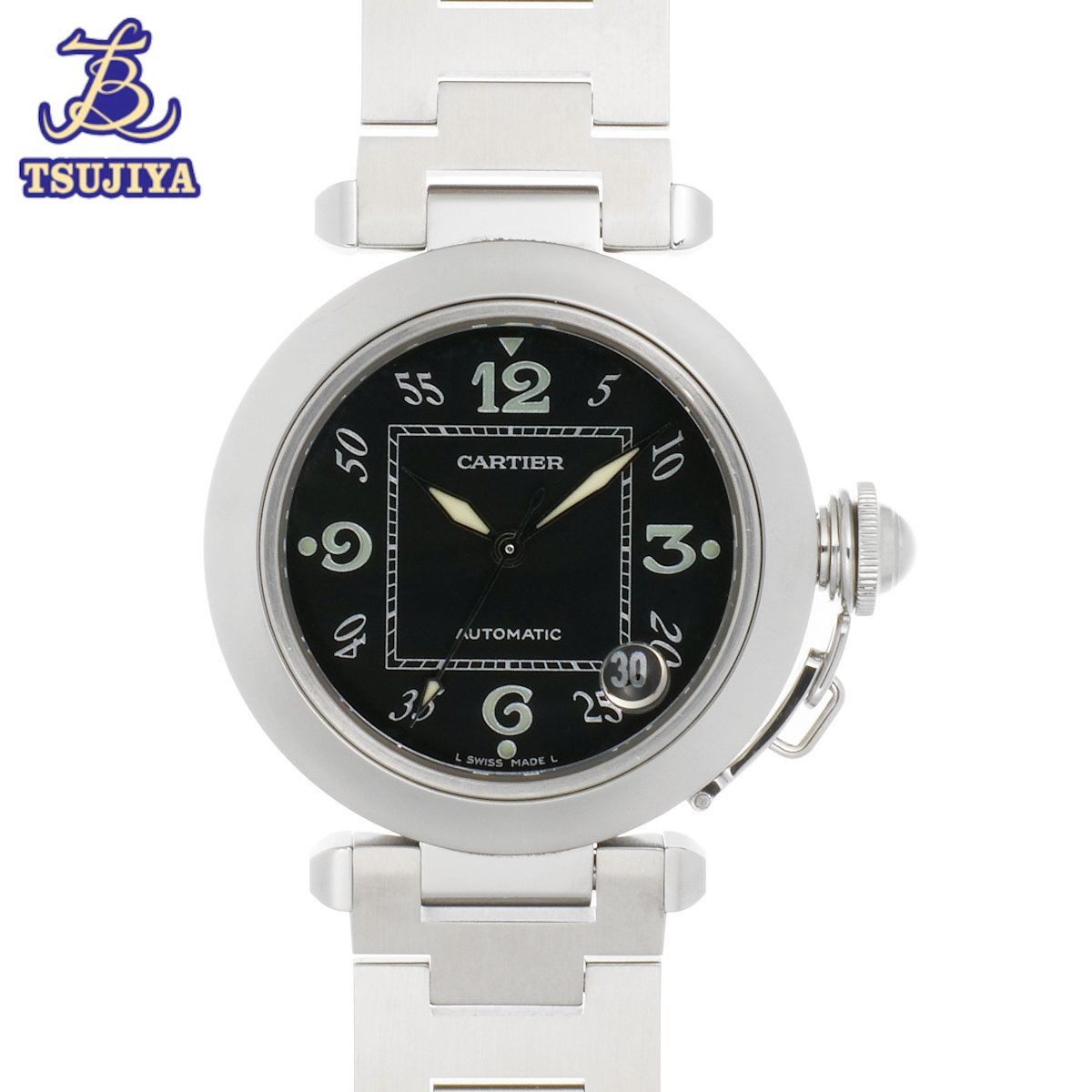 ★大幅値下げ★Cartier カルティエ　パシャC　レディースウォッチ　ブラックダイアル　ブラック文字盤　オートマ　中古A【辻屋質店W0713】