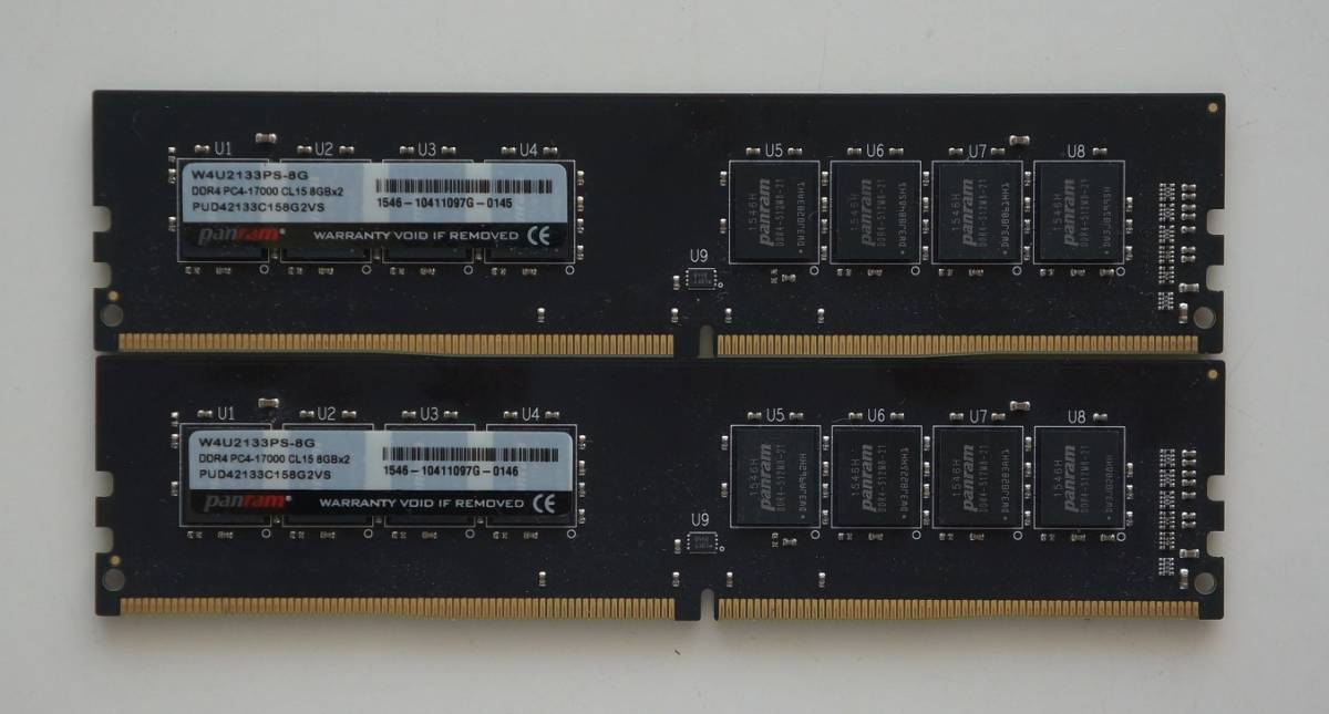 Panram DDR4 2133MHz 8GBx2枚組 16GB 動作確認済み panram DDR4 2133 8GB×2枚セット 16GB 動作確認済み 8GB DDR4 Panram pc4