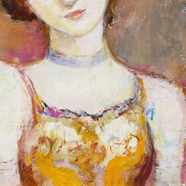 松田穣　油彩 【横がお】人物画 送料込み1006 真作】【WISH】松田穣「サーカスの女」油彩 SM 一枚の絵取扱作品