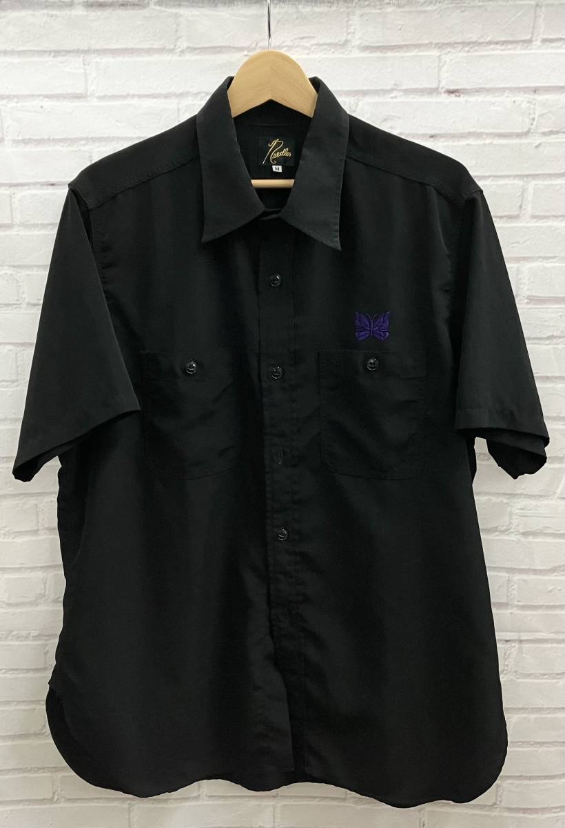 NEEDLES / ニードルス / 21SS S/S Work Shirt-Poly Cloth / 半袖シャツ / Mサイズ / ブラック / パープル