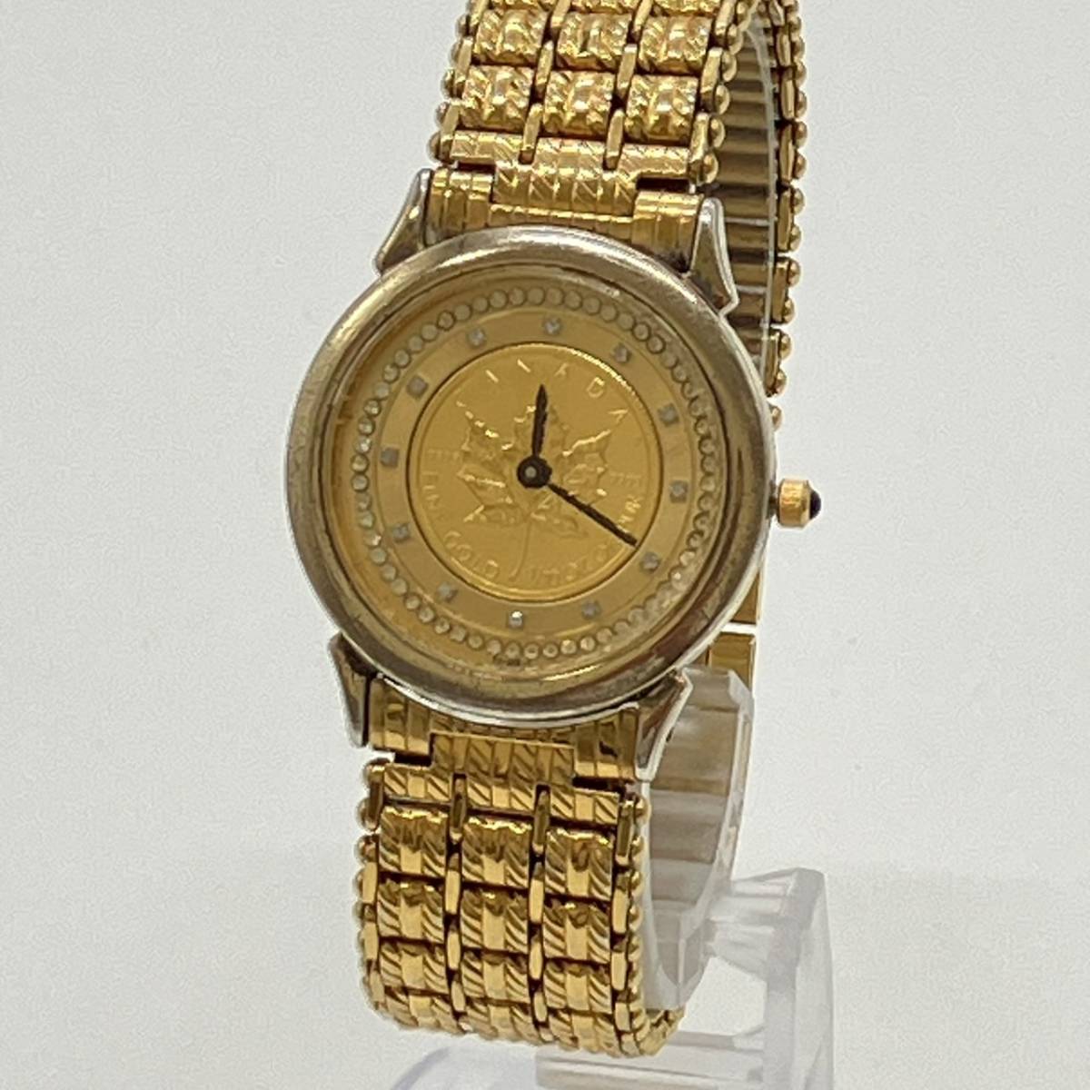 SWISS製 エルジン メープルリーフ 金貨腕時計 メンズクオーツ メープル