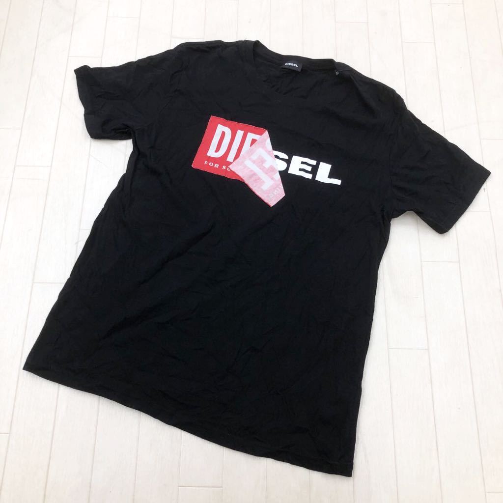 1127★ DIESEL ディーゼル 半袖 ロゴプリント Tシャツ ビッグロゴ XXL メンズ ブラック