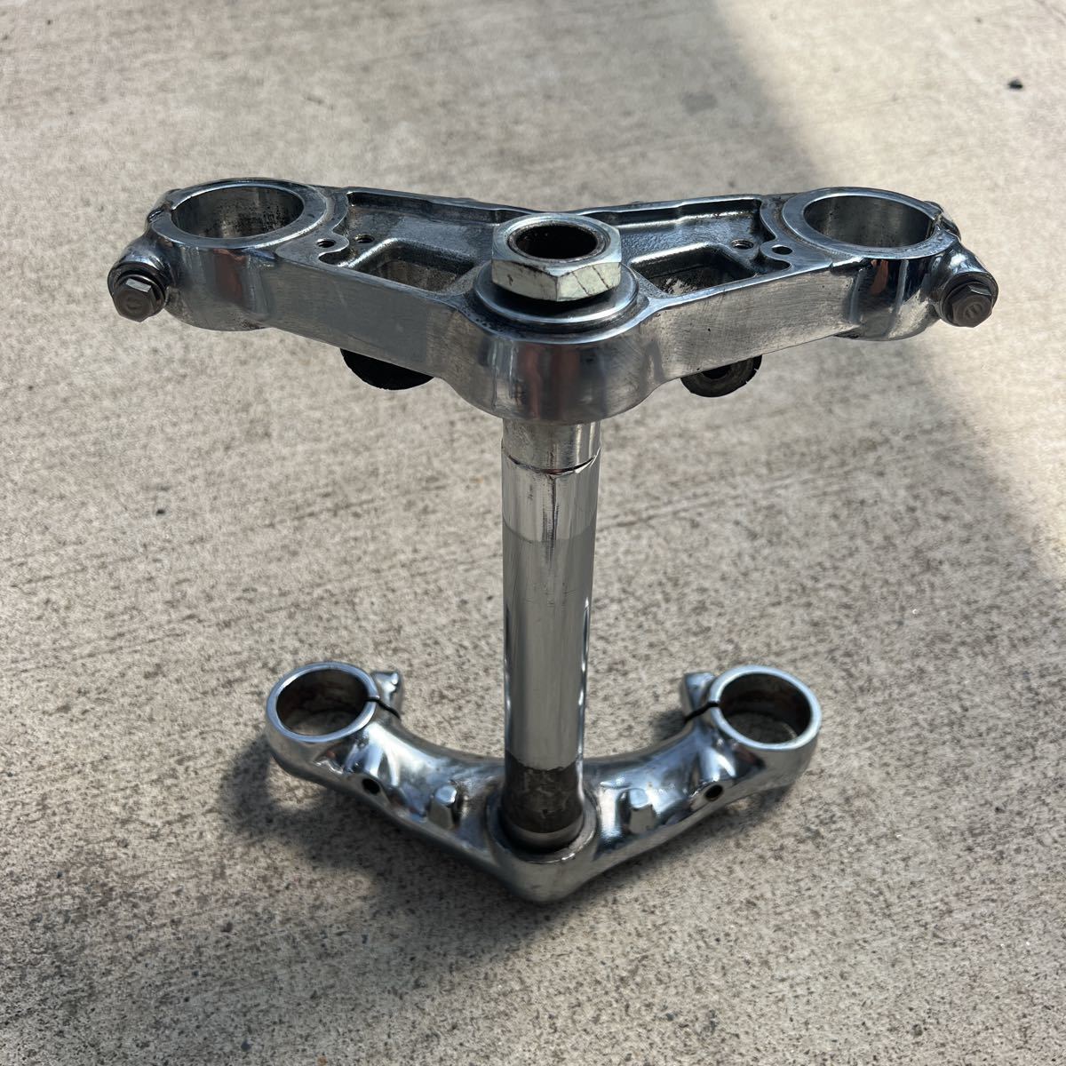 バイク 金*銀様 CBX400F CBX550F メッキトップブリッジ 当時物 三ツ又