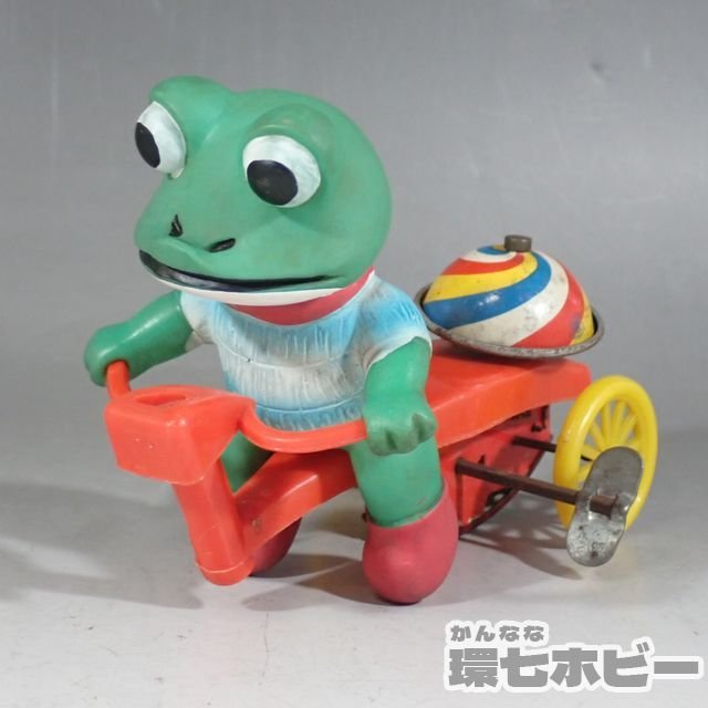 1Wn33◇当時物 マスダヤ 増田屋 ケロヨン ソフビ ブリキ 三輪車