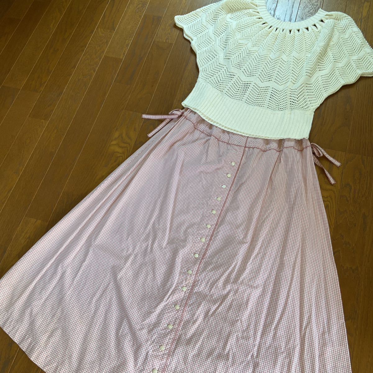 INGEBORG ピンクハウス インゲボルグ ギャザースカート ギンガム 