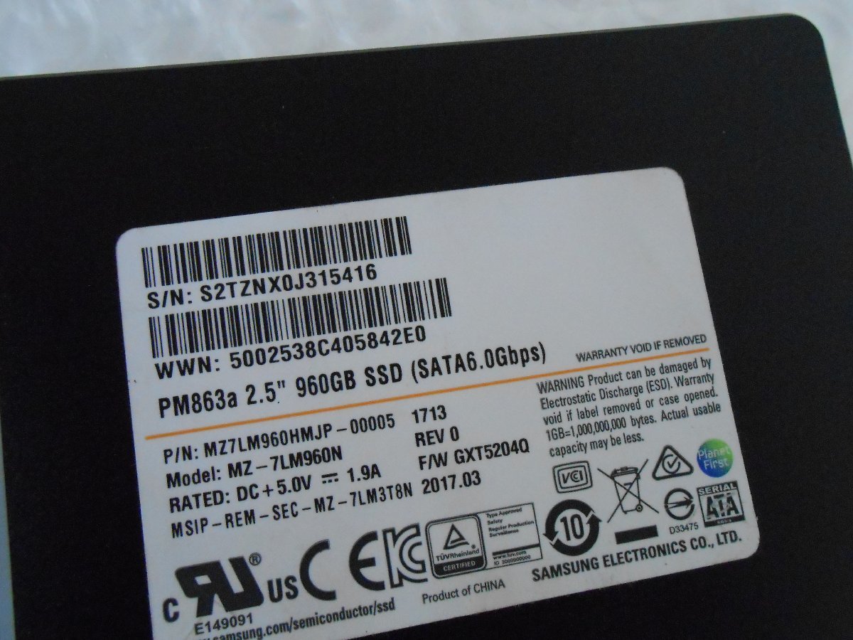 Samsung MZ-7LM960N 960GB SSD PM863a SATA 6Gbps Series