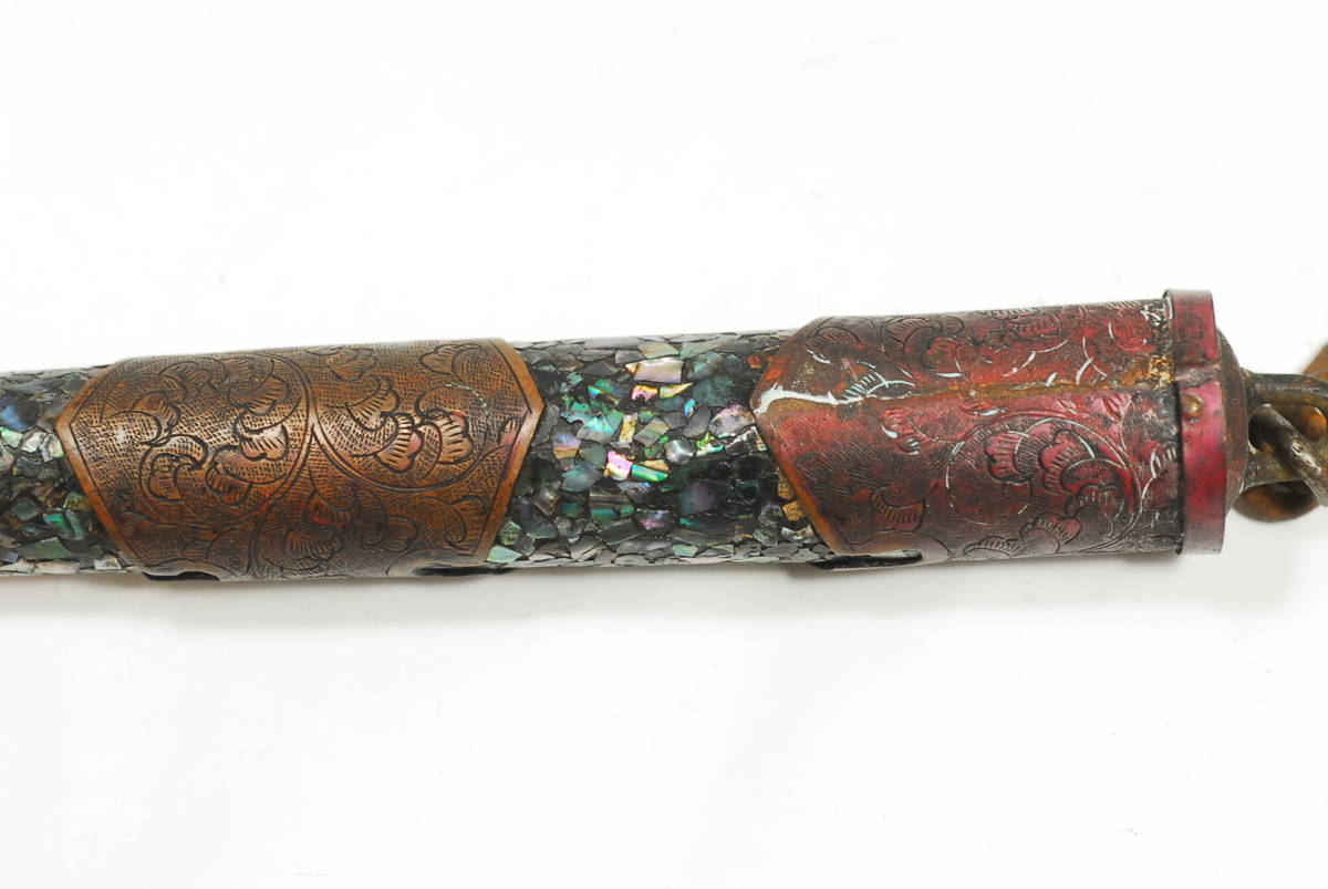 くさり鎌 螺鈿 鎖鎌 鎖分銅 29.3㎝ 武器 武具 鎖鎌術 古美術 骨董