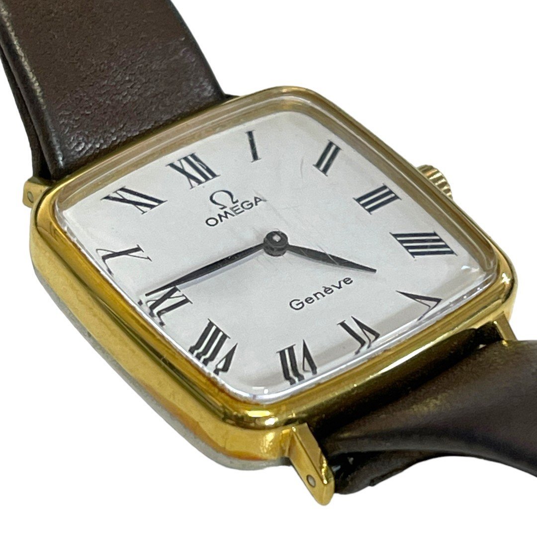 中古品】OMEGA オメガ スクエア ジュネーブ 文字盤ホワイト 手巻き