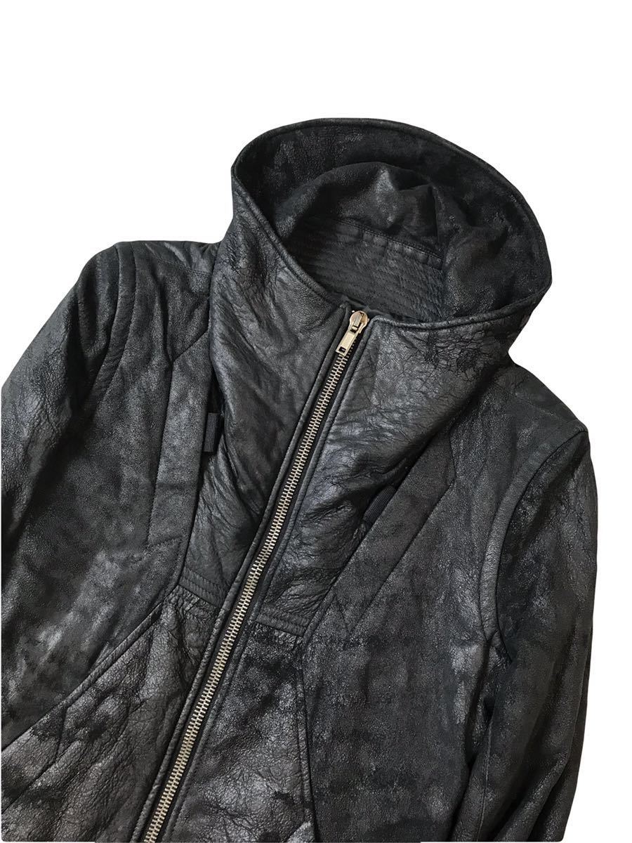 D) rick owens リックオウエンス 09AW デストロイ加工 レザー 