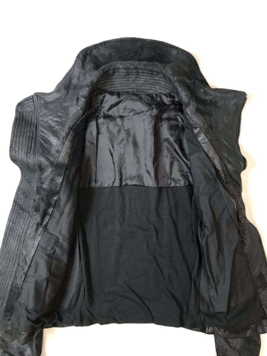 D) rick owens リックオウエンス 09AW デストロイ加工 レザー