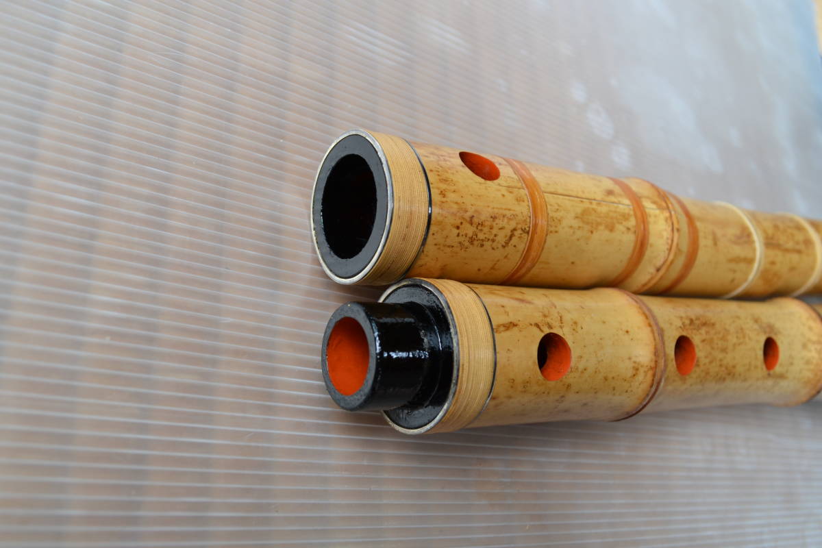 尺八 都山流 精華 1尺8寸管 中継ぎ籐巻き銀三線 音出し確認済み 尺