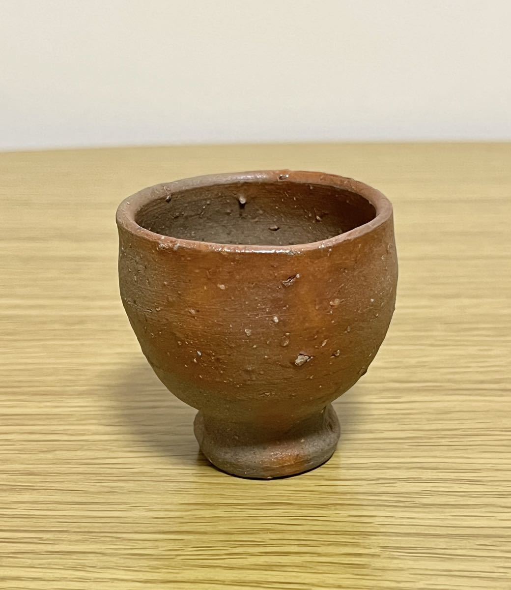 ☆希少品☆ 真作保証 人間国宝 藤原啓 備前 緋襷 酒杯(馬上杯)共箱 在