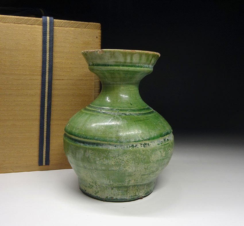 時代物 唐物 緑釉 中国古玩 漢代 極上品 初だし品 壷 工芸品 発掘 置物