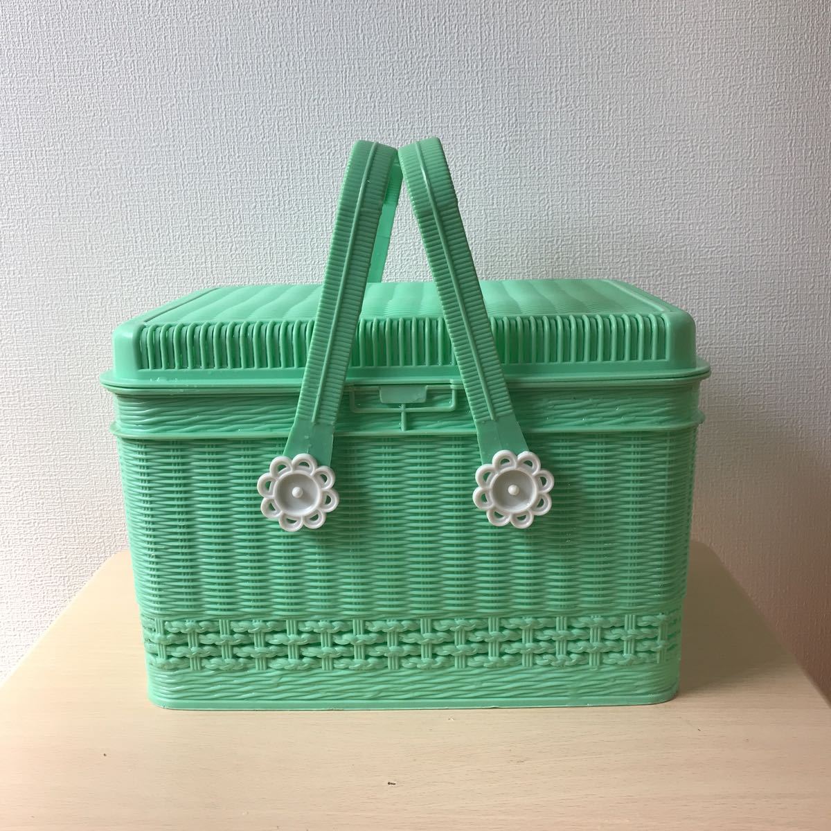 昭和レトロ ピクニックバスケット レトロポップ カゴバッグ 小物入れ