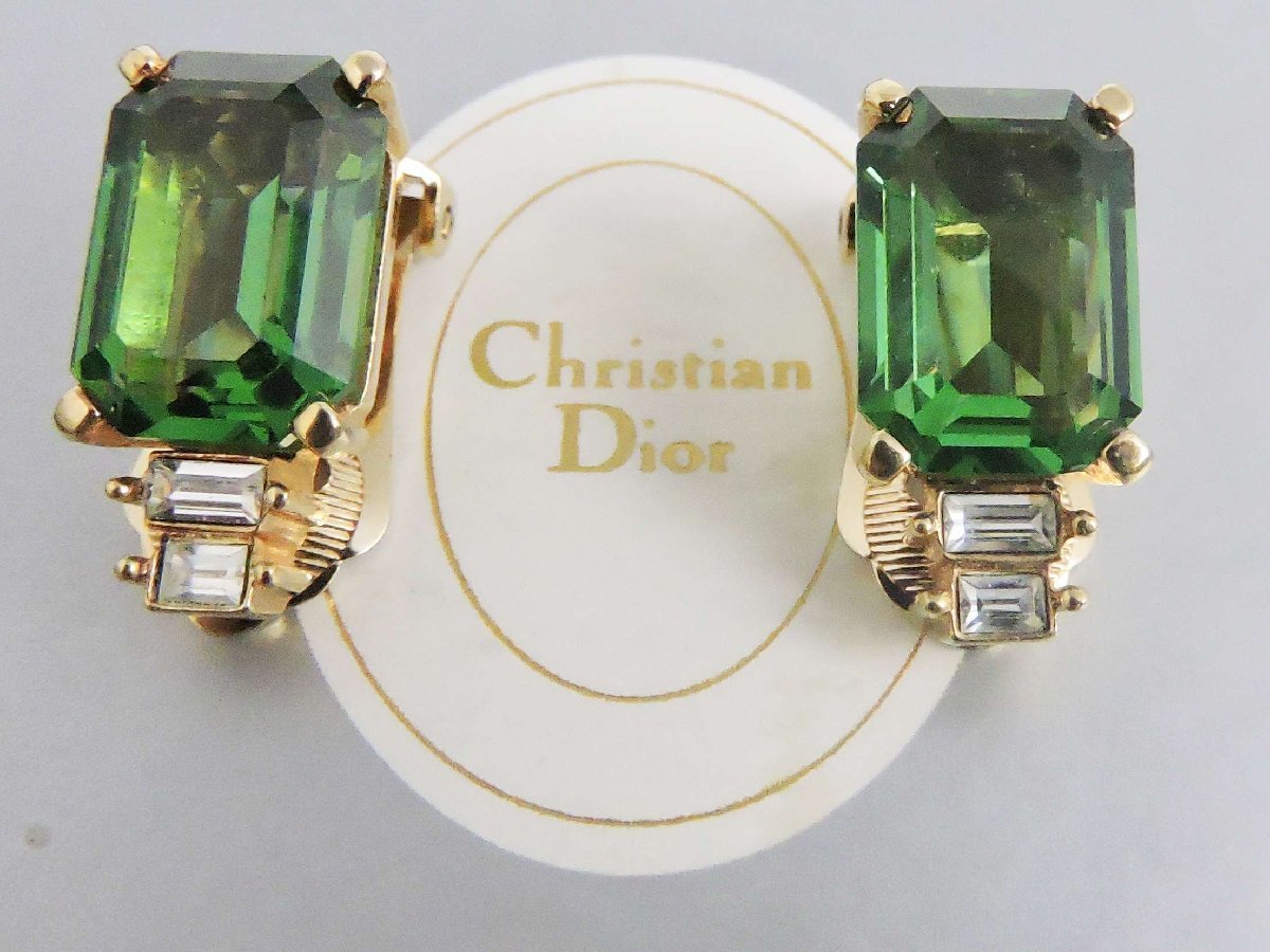 正規品 Dior クリスチャンディオール イヤリング グリーンカラー