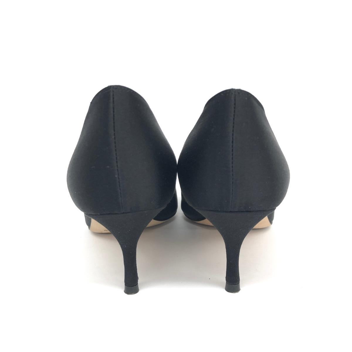 良好◆MANOLO BLAHNIK マノロブラニク パンプス 35◆ ブラック サテン リボン レディース 靴 シューズ shoes MANOLO パンプス BLAHNIK -靴 レディース の文字を