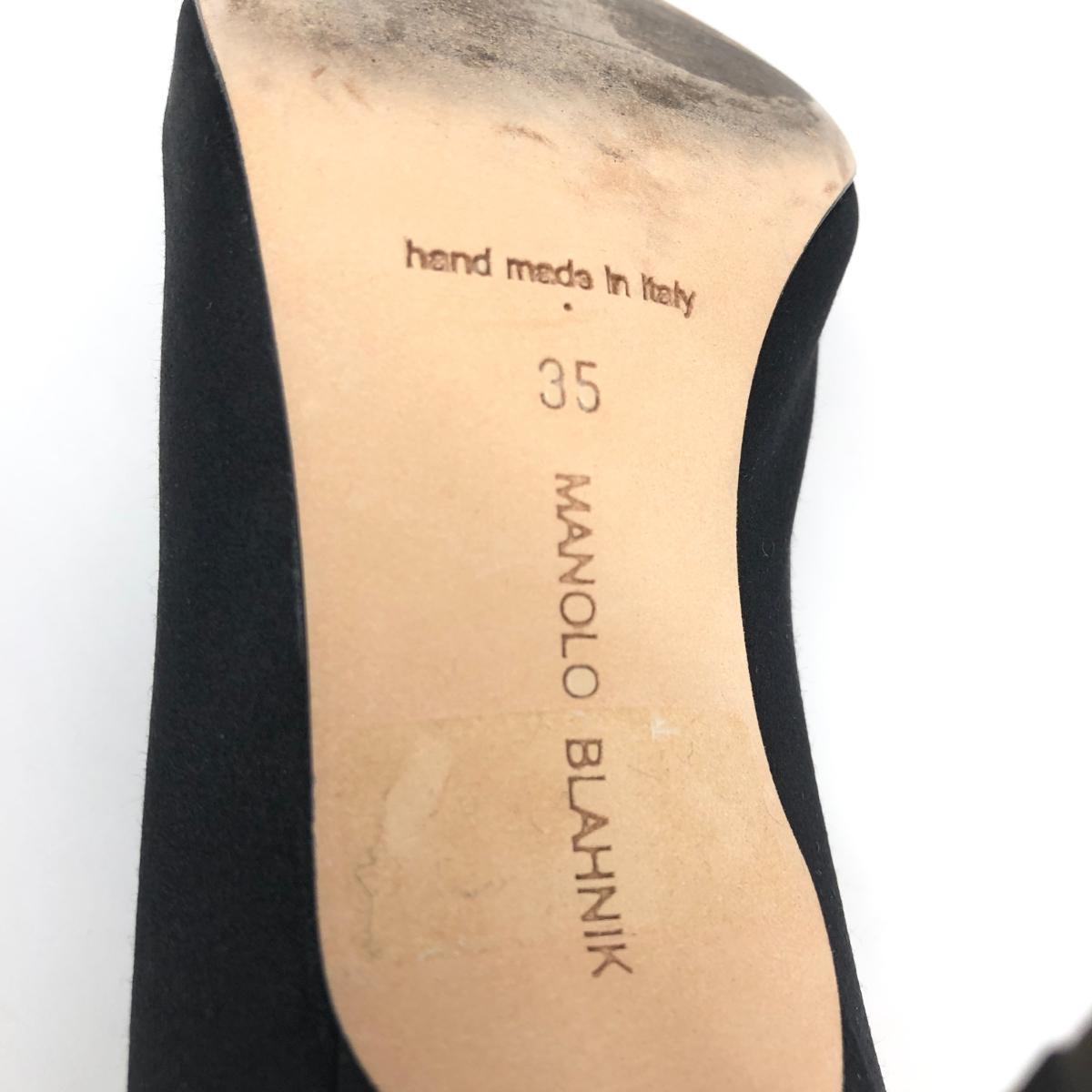 良好◆MANOLO BLAHNIK マノロブラニク パンプス 35◆ ブラック サテン リボン レディース 靴 シューズ shoes MANOLO パンプス BLAHNIK -靴 レディース の文字を