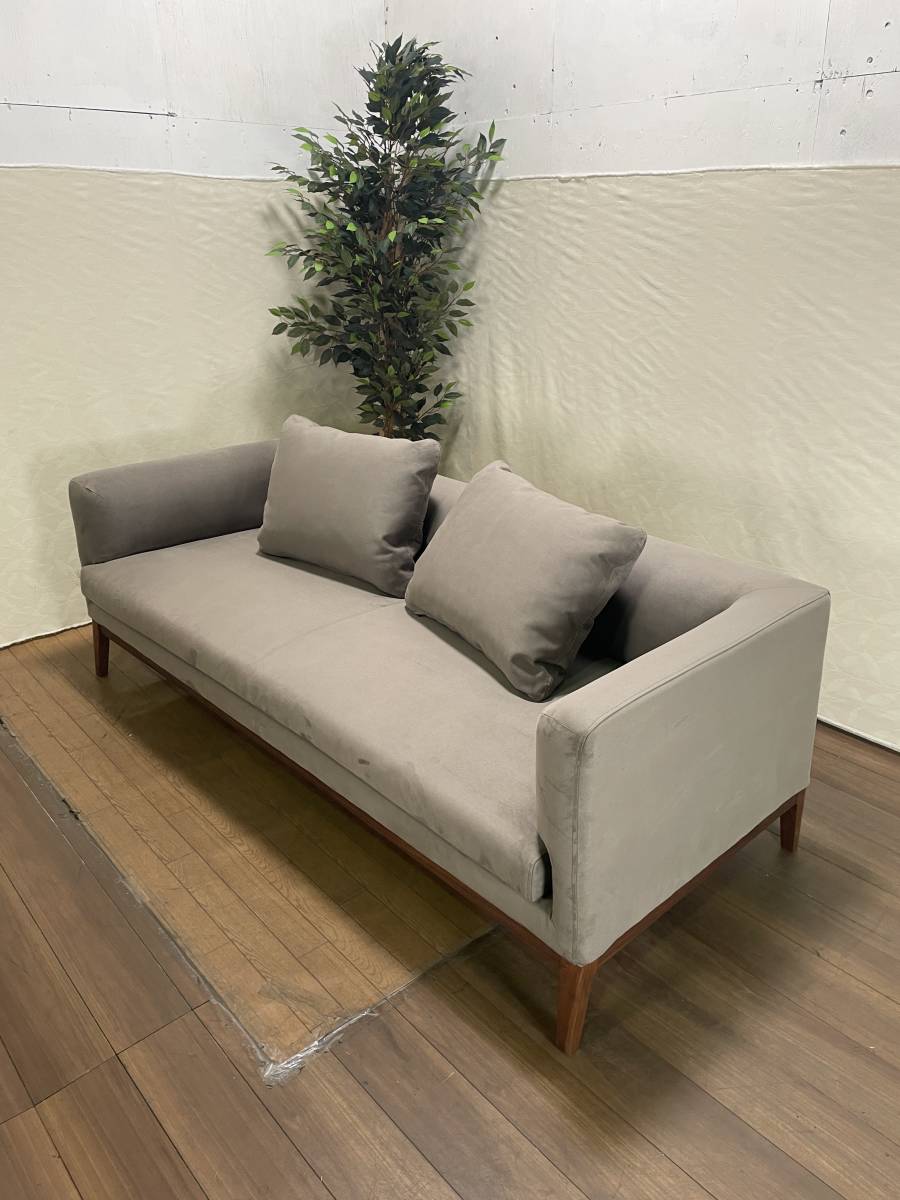 展示品 高野木工 3人掛けソファ フラッチェ ファブリックソファ スエード調 木製フレーム ブランド家具『仙台 引取歓迎』yt735ジ 50601-01