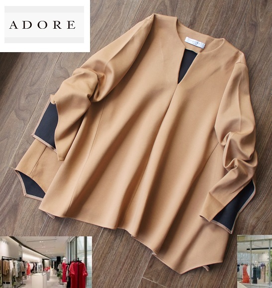 美品/ADOREアドーア/スリットスリーブ/AWデザインプルオーバートップ