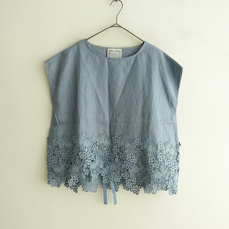 美品/2023/SS/定価1.9万】ビアズリー BEARDSLEY *裾レースブラウス*F 