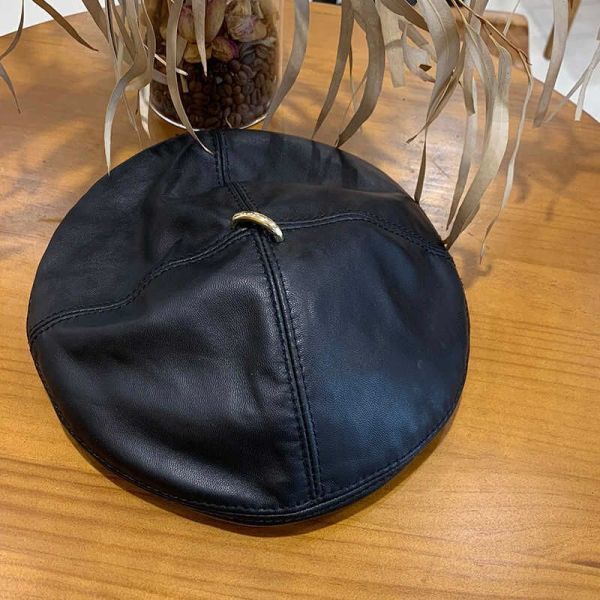 ベレー帽 レディース 本革 ラムレザー ベレー帽 レザーベレー帽
