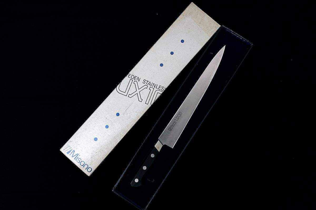 美品｜ミソノ UX10 筋引 洋包丁 270mm ピュアステンレス特殊鋼 外箱付 λH2875-2L2B