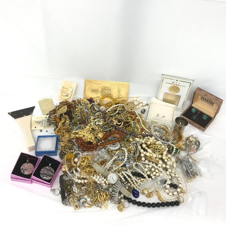 メッキ パール ネックレス フェイクパール トップ金具 含 SILVER 1円