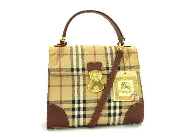 1円 □極美品□ Burberrys バーバリーズ ノバチェック PVC×レザー 2WAY 